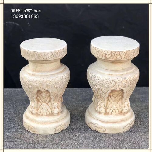 仿古石雕刻石鼓中式古建柱顶石z花盆底座汉白玉精品庭院鼓墩摆件