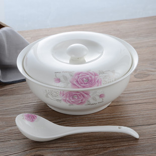 陶瓷汤盆带盖 家用深大s汤碗 汤盆陶瓷大号特大汤窝酒店家庭微波