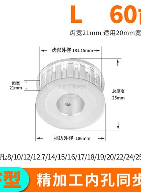 同步轮L60齿带宽20内m孔14 15 16 17 18 19 20 22同步带轮套装定