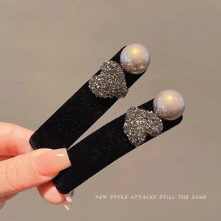 高级感珍珠发夹爱心水钻侧边碎发发卡刘海一字夹前额头发夹子边夹