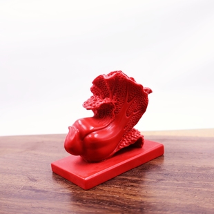 红色立体白菜装 饰工品 饰摆件朱砂胶泥家居客厅工艺品桌面办公室装