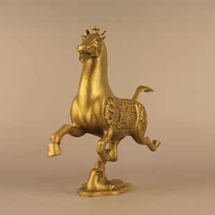 黄铜马踏飞燕摆件马上发财马到成功生肖马铜器家居办公室招财摆件