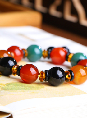 多宝玛瑙手链彩色玉髓手串