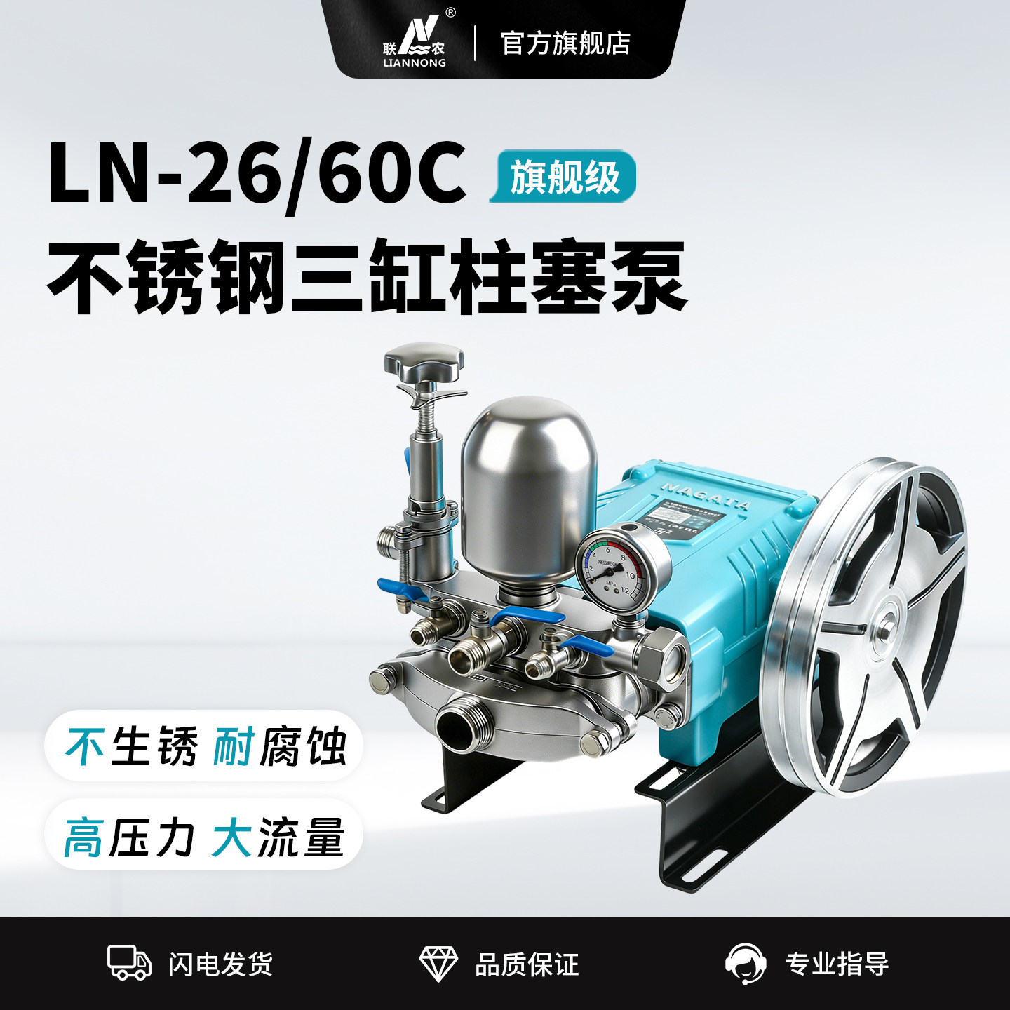 联农精品不锈钢防腐蚀三缸柱塞泵