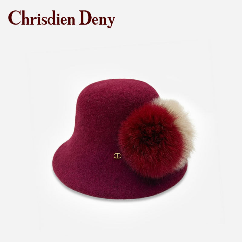 【1-21】Chrisdien Deny 秋冬法式复古羊毛渔夫帽女士盆帽K553811,服饰配件/皮带/帽子/围巾,帽子,淘宝优惠券,粉丝福利购,淘宝优惠卷