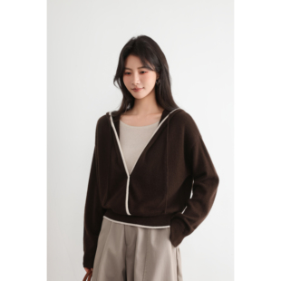 连帽羊绒外套 9025 100%羊绒