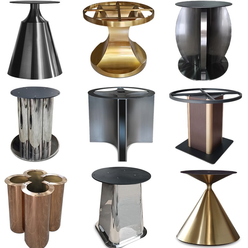 不锈钢餐台脚家用大理石餐桌w底座支架高端奢石桌腿大圆金属桌脚