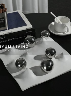 简约现代轻奢几何艺术圆球v摆件售楼处玄关柜家居桌面创意软装饰
