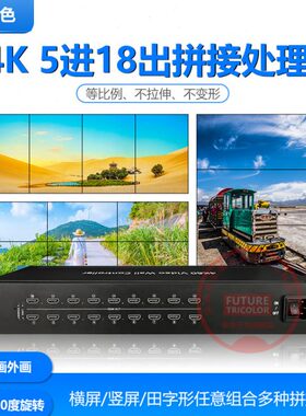 HDMI横竖屏1/4/5进18出拼接处理器点对点不拉伸/变形多屏扩展仪4K