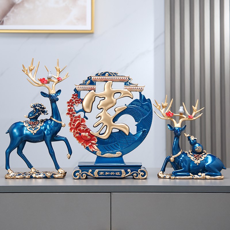 招财鹿摆件创意家居乔迁新居礼品客E厅玄关电视酒柜轻奢结婚送新