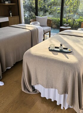 美容院用床罩侘寂风床单盖毯美容院专用疗愈SLPA四件套定制logo