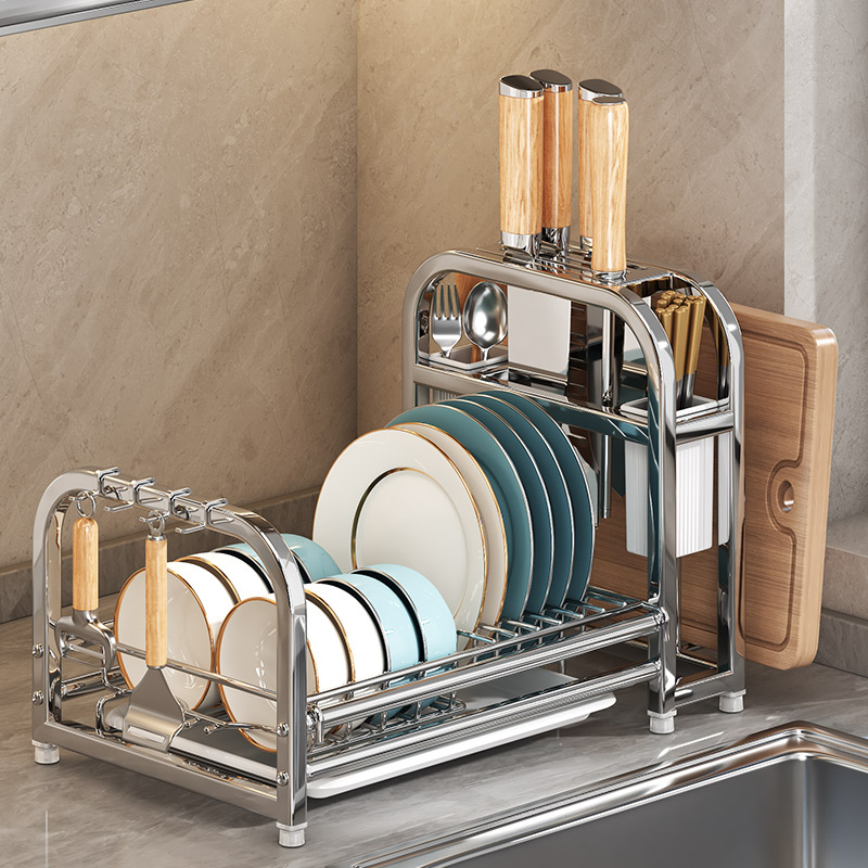 厨房置物架d多功能家用碗盘碗碟收纳架碗筷餐具收纳盒放碗架沥水