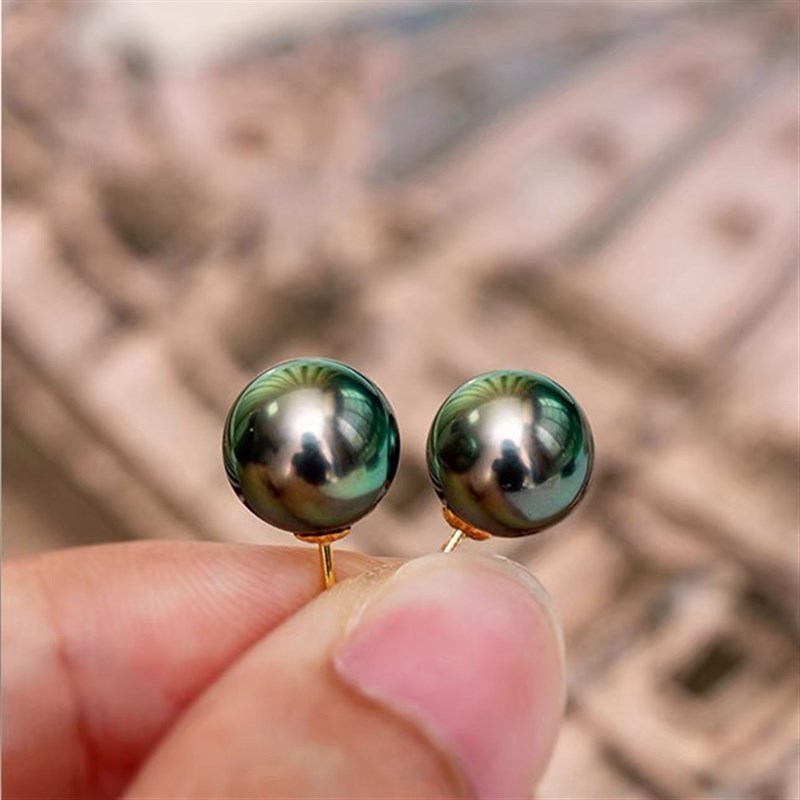 多款可选 925银黑珍珠耳钉大溪地孔雀绿耳钉黑珍珠V耳坠黑珍珠耳