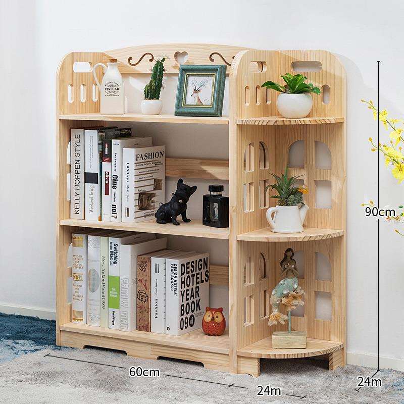 实木书架置物架简易儿童现代家用办公室落地学生小型组合收纳书柜