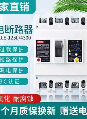 塑壳断路器三相四线漏电保护器400a漏电开关4P125A250A大型断路器