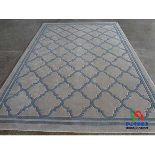 现代简约蓝色长方形格子中式灰色客厅茶几地毯餐厅书房卧室床前毯