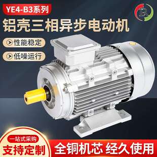 YE4 B3铝壳三相异步电动机 高能效卧式电动机380V纯铜电机 2-8极