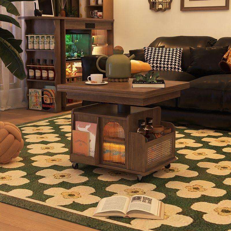 实木升降茶几移动推车茶桌折叠餐桌两用茶台多功能客厅沙发