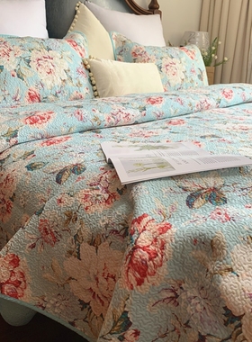 韩式新品绗缝被三件套水洗纯棉空调被夏凉被子床单罩全棉床盖双人