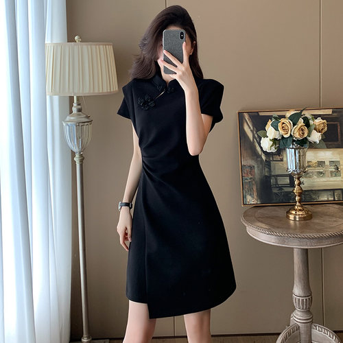 中式显瘦改良旗袍裙女夏季新款国潮年轻少女小个子收腰绝美连衣裙