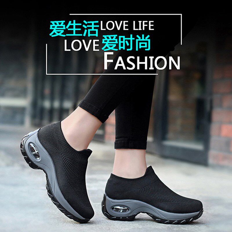 春夏透气女鞋松糕摇摇鞋运动鞋一脚蹬妈妈鞋坡跟旅游鞋大码懒人鞋,女鞋,深口单鞋,淘宝优惠券,粉丝福利购,淘宝优惠卷