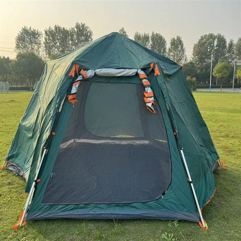 库存处理全自动速开沙滩露营帐篷防雨多人野营帐篷户外六角帐篷
