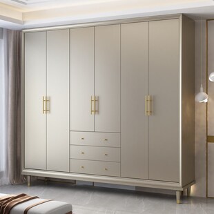 美式实木衣柜家用卧室简约现代收纳柜平开门轻奢大衣橱储物柜定制
