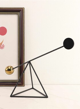 现代简约黑色几何铁艺摆件轻奢样板房客厅电视柜桌面艺术软装饰品