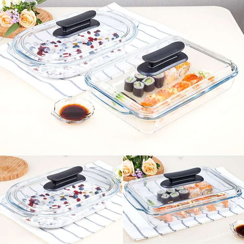 Fenix/菲内克斯3升钢化玻璃带盖椭圆形烤盘长方形带把手耐热烘焙