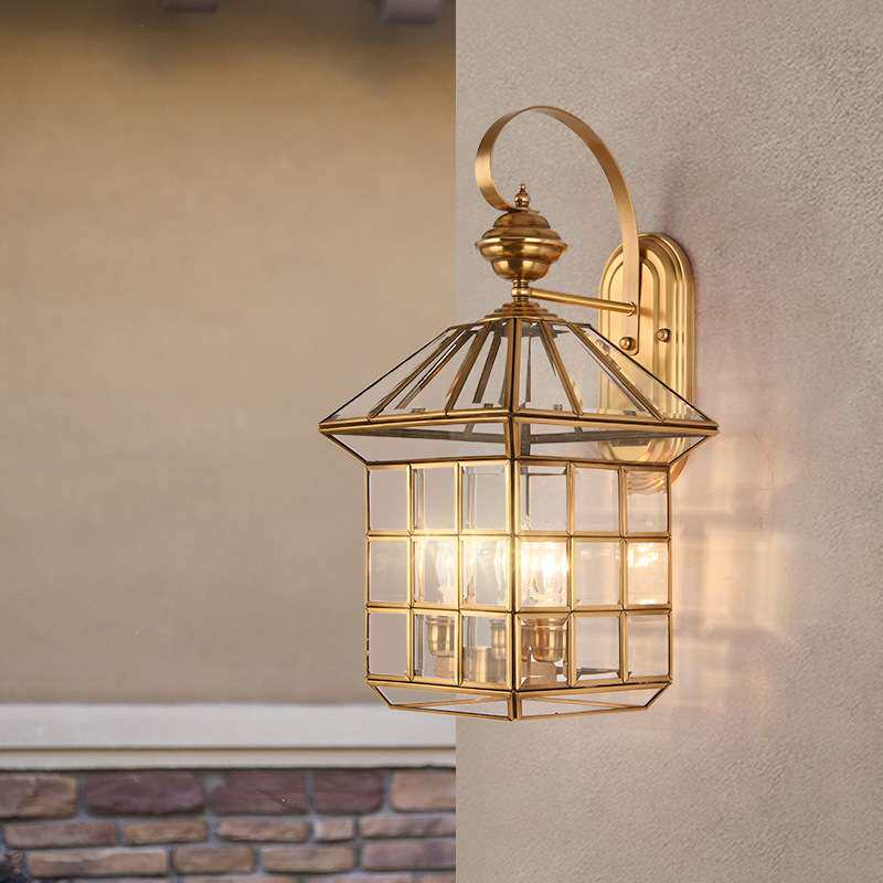 欧式全铜户外防水壁灯 复古纯铜庭院灯过道门厅室内外均壁灯