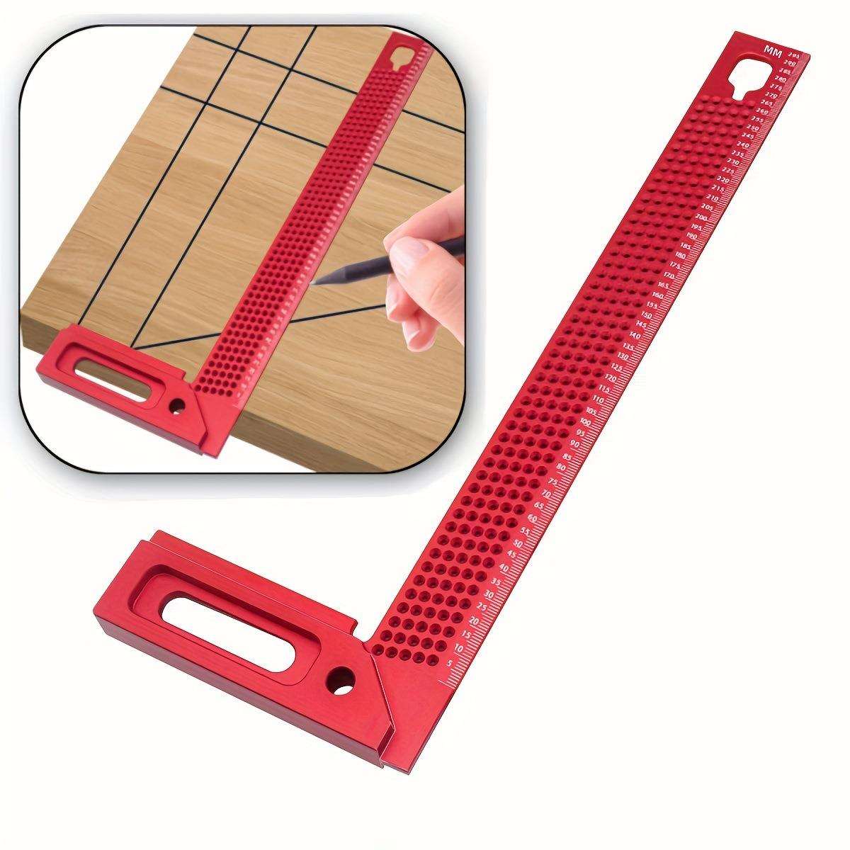 L木工划线尺300MM洞洞尺 45/90度木工拐尺靠山尺高度量具 铝合金