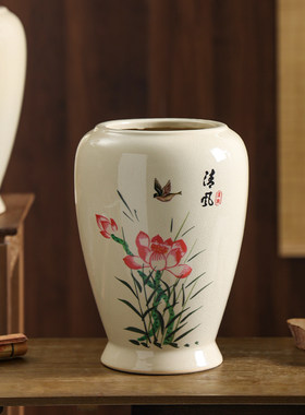 新中式古典手绘陶瓷花瓶复古餐桌花架家居装饰电视柜插花干花摆件