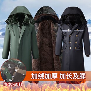 军大衣户外迷彩超长款女式冷库棉大衣劳保加绒加厚男过膝棉服冬季