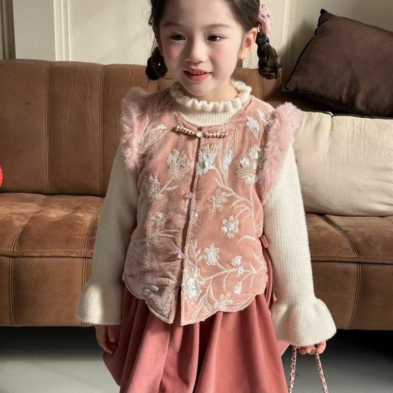 女童套装2024冬新款儿童新中式国风刺绣背心裙裤两件套宝宝拜年服,童装/婴儿装/亲子装,套装,淘宝优惠券,粉丝福利购,淘宝优惠卷