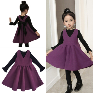 女童冬裙2021新款潮套装洋气秋裙子春秋冬季两件套加厚加绒连衣裙