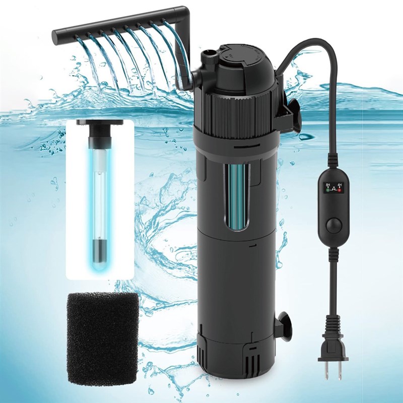 UV杀菌鱼缸过滤器五合一安静循环抽水泵内置增氧过滤泵过滤系统