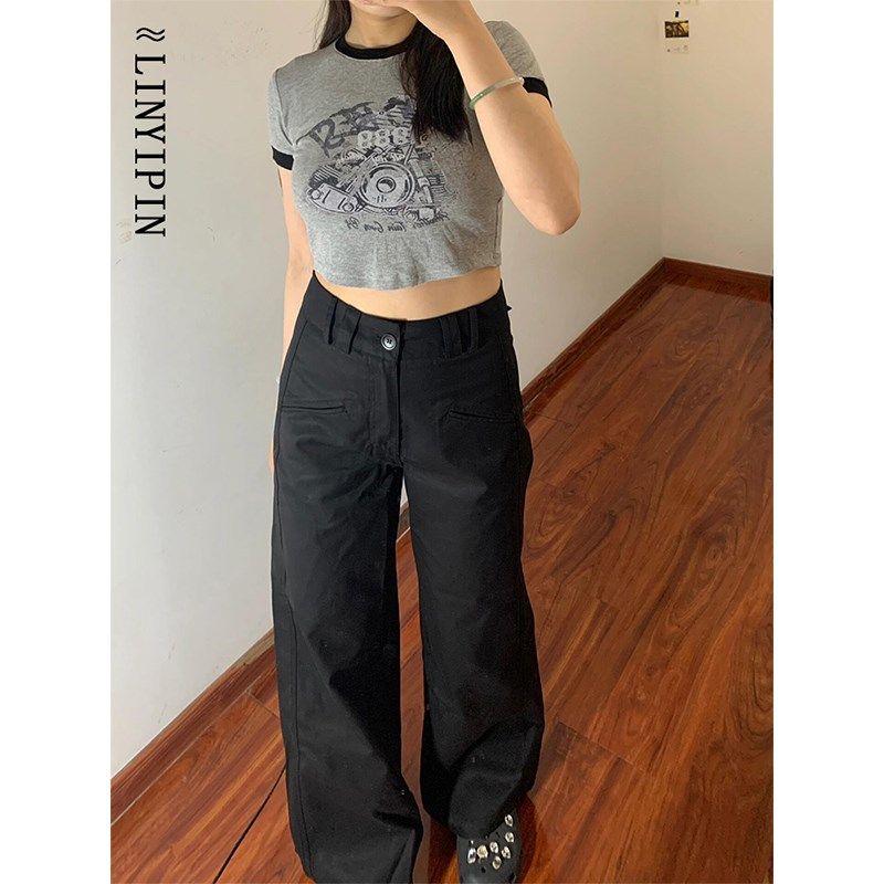 大码黑色西装裤女款春季穿搭胖mm显瘦阔腿裤高级感宽松直筒休闲裤,女装/女士精品,大码裤装,淘宝优惠券,粉丝福利购,淘宝优惠卷