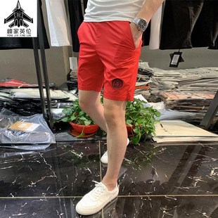 2025夏季新款个性图案刺绣印花短裤潮牌男修身大码沙滩中裤五分裤