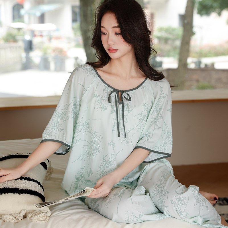 睡衣女款夏季棉绸高级感短袖长裤2025年新款夏款碎花家居服夏天薄,女士内衣/男士内衣/家居服,睡衣/家居服套装,淘宝优惠券,粉丝福利购,淘宝优惠卷