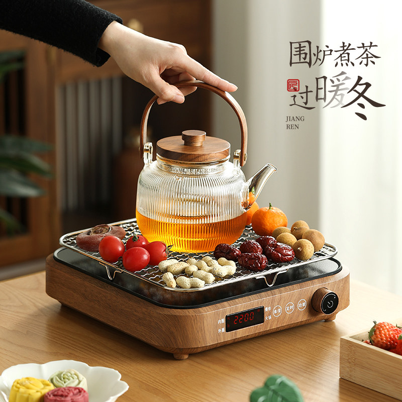 玻璃煮茶壶电陶炉冬日围炉煮茶泡茶壶茶杯套装家用室内煮茶炉器具,餐饮具,煮茶炉,淘宝优惠券,粉丝福利购,淘宝优惠卷