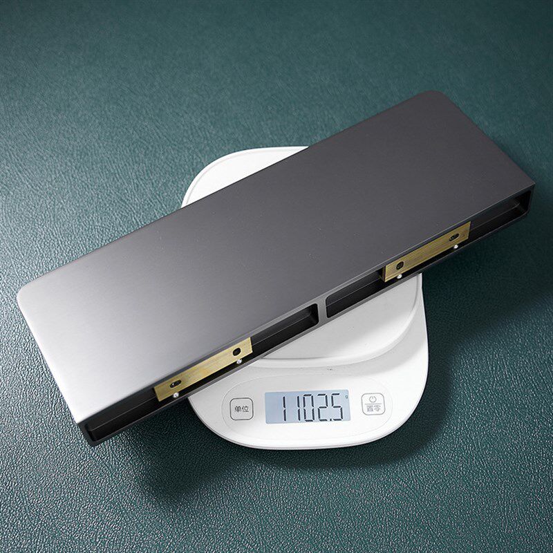 枪灰色锌合金免打孔加厚浴室置物架镜前酒店卫生间化妆台一字隔板