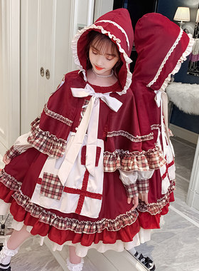 女童小红帽圣诞礼服中小大童童话公主连衣裙时尚个性连衣裙外出服