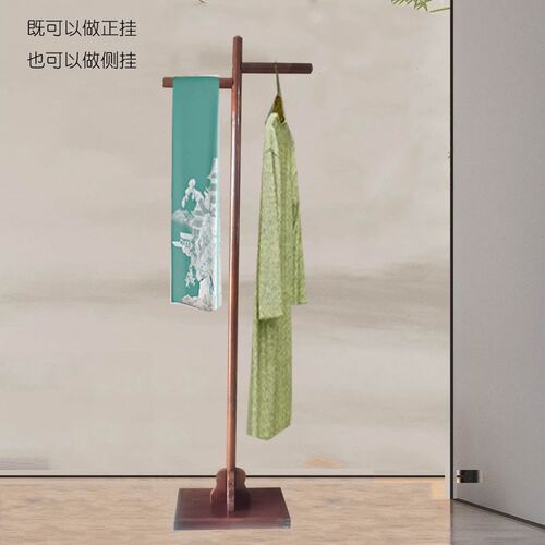 正挂衣帽架落地架服装店侧挂衣架实木模特架子汉服套装展示架中式