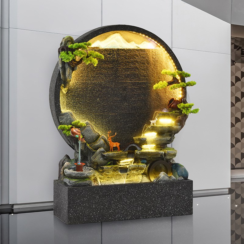 大型假山流水喷泉玄关水幕墙屏风客厅循环水招财景观装饰落地摆件