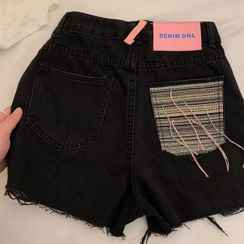 牛仔短裤女夏季高腰口袋刺绣流苏破洞a字设计感小众裤子阔腿热裤,女装/女士精品,卫裤,淘宝优惠券,粉丝福利购,淘宝优惠卷