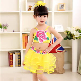 女童幼儿园舞蹈演出服装 儿童新春节民族舞公主裙秧歌打鼓肚兜套装