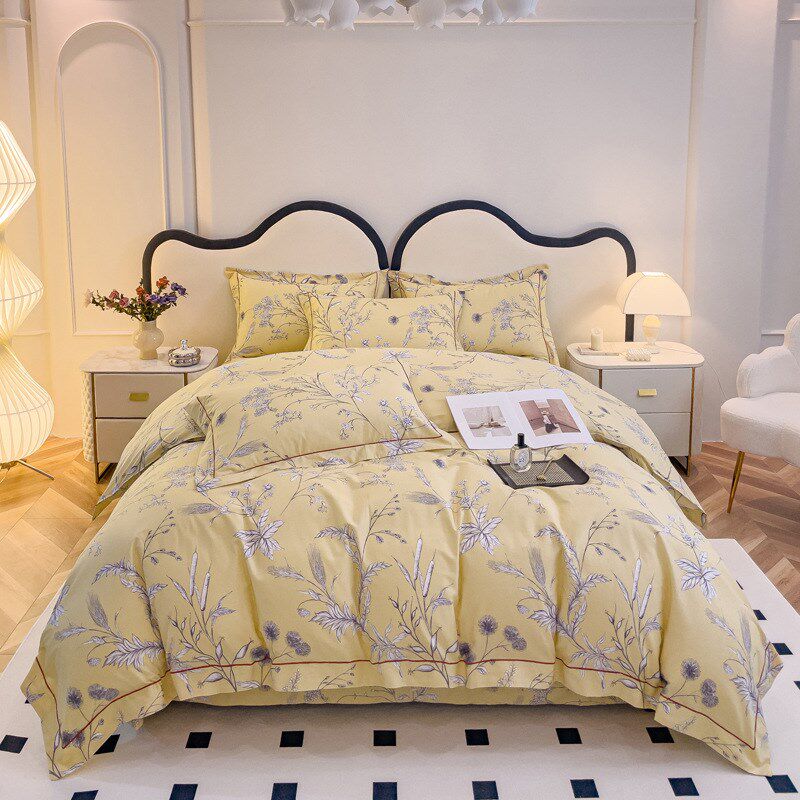 2023年全棉活性印花绗缝床盖四件套 双人床盖床上用品