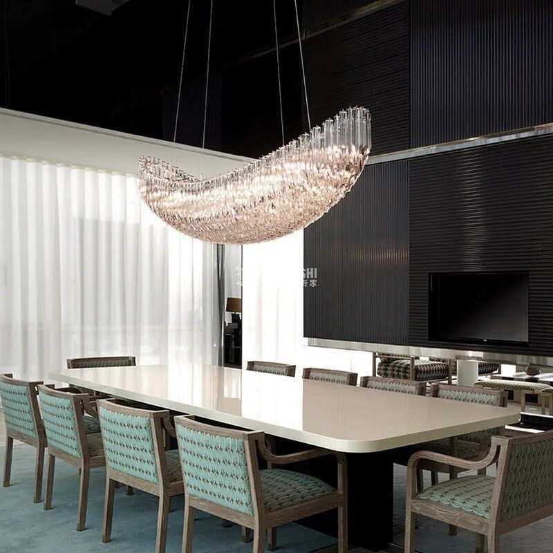 别墅样板房客厅大堂水晶吊灯酒店饭店大厅餐馆船形装饰艺术灯具