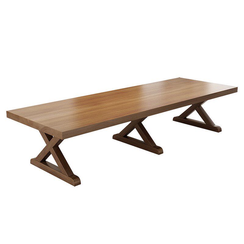 全实木复古多人会议长桌子休闲商用接待桌简约公司会议室桌椅组合