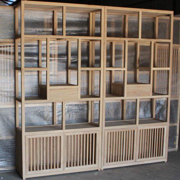 茬置物架新中式瓷器博古架老榆木茶叶坯展示柜白书柜摆件白多宝格